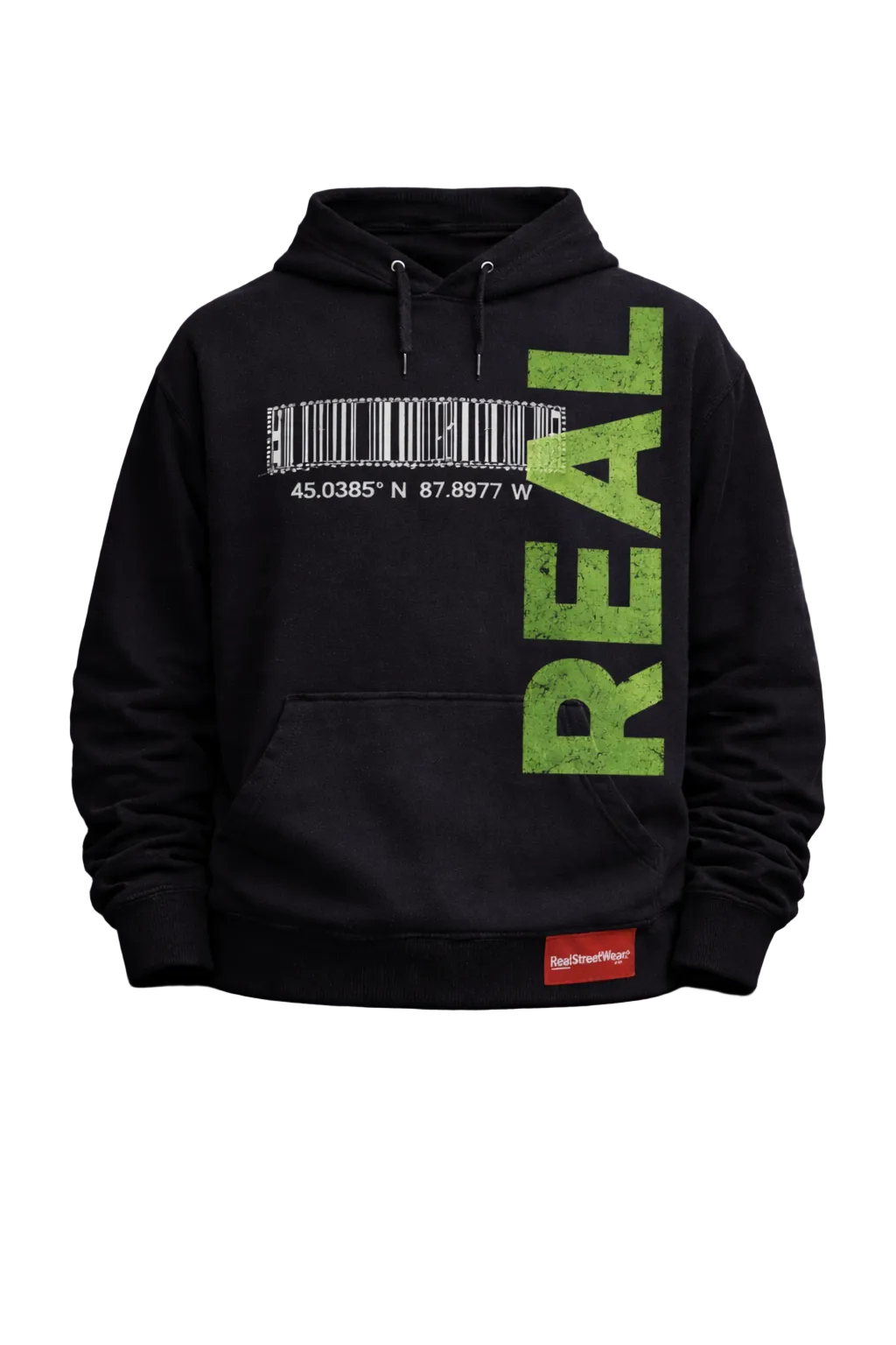REAL Streetwear Distressed Hoodie — Green Code Edition